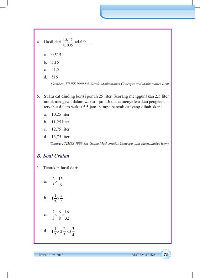 Kunci Jawaban Beserta Cara Timss 2003 8thgrade Mathematics Item - Soal
