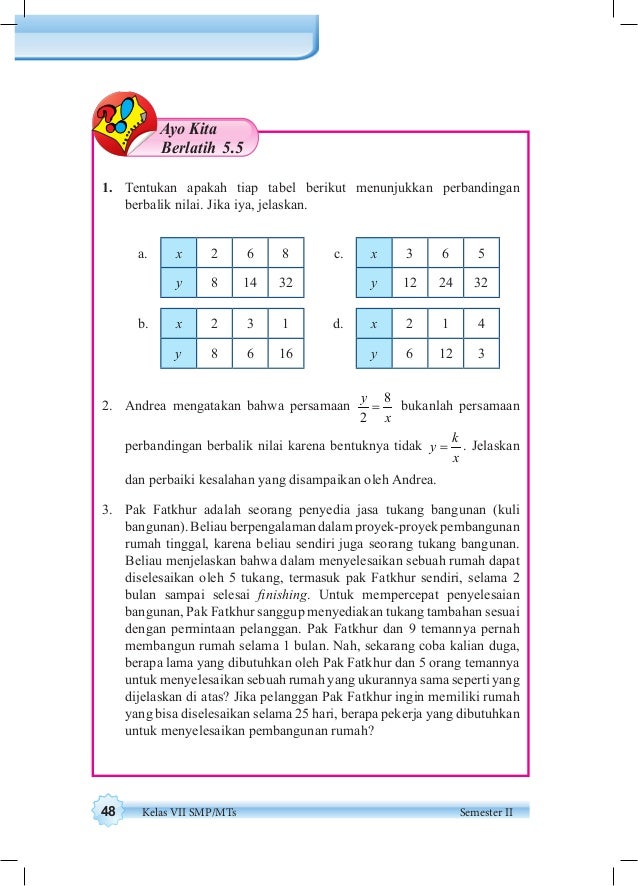 Kunci Jawaban Matematika Kelas 7 Buku Paket Hal 129 Sanjau