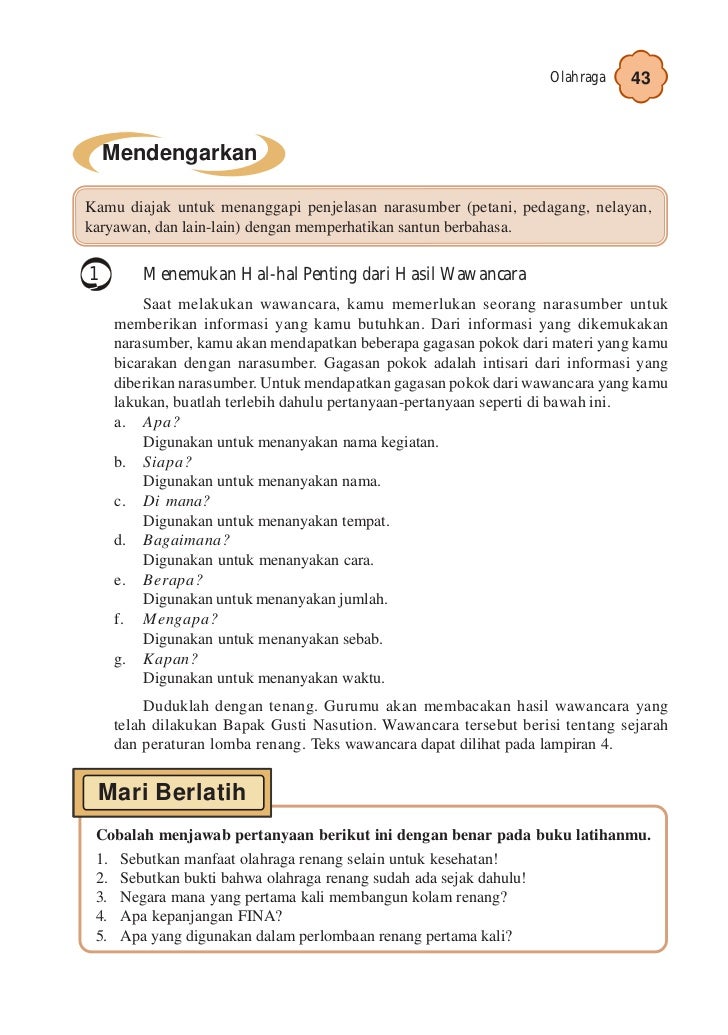 Contoh Soal & Jawaban Wawancara Kelas 4 SD Contoh Soal & Jawaban Wawancara Kelas 4 SD