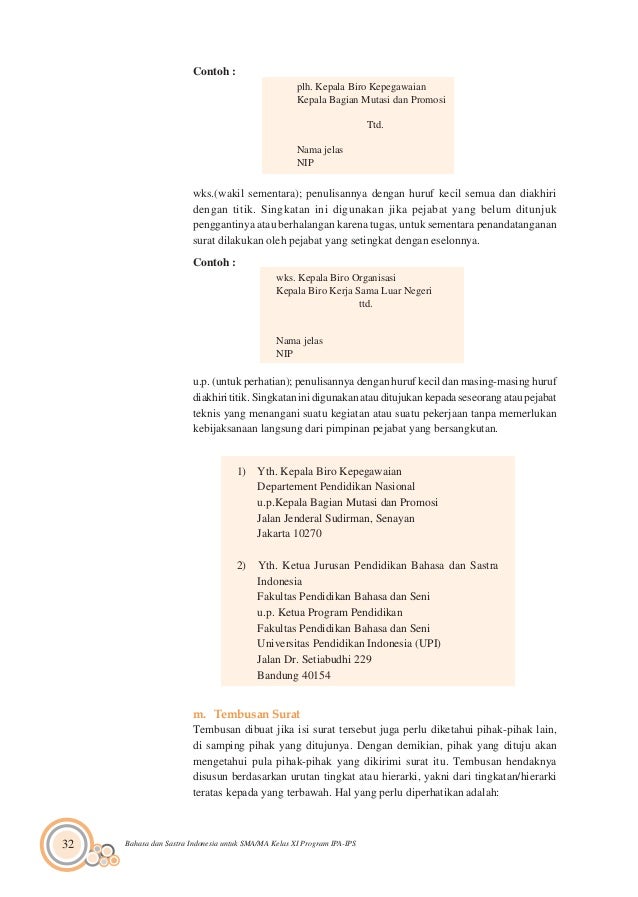 yang urutan tembusan benar surat xi Kelas