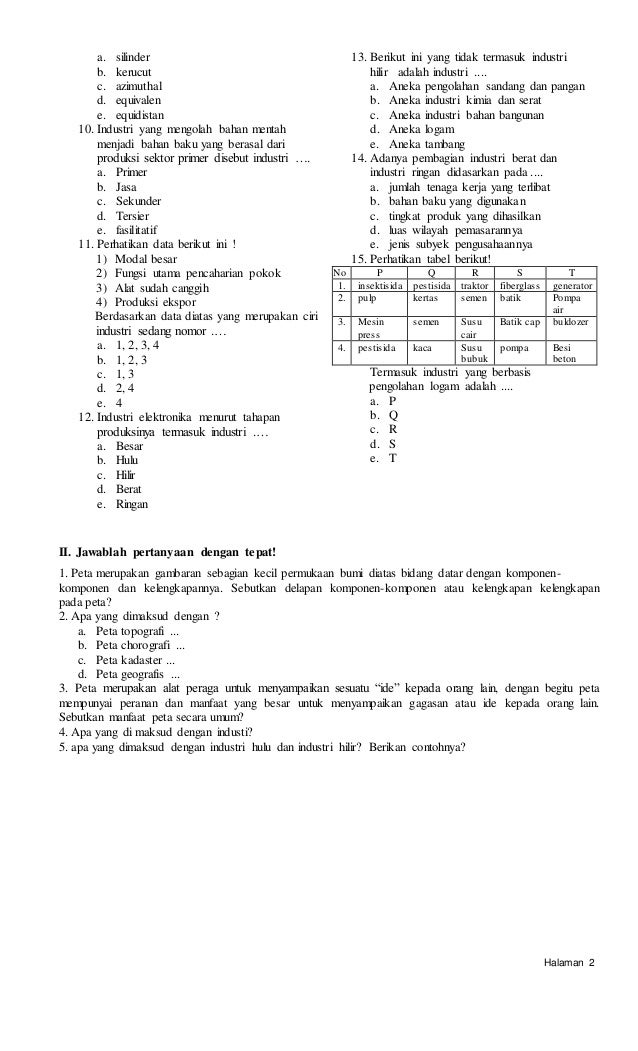 Soal ujian geografi kelas 12 semester 1