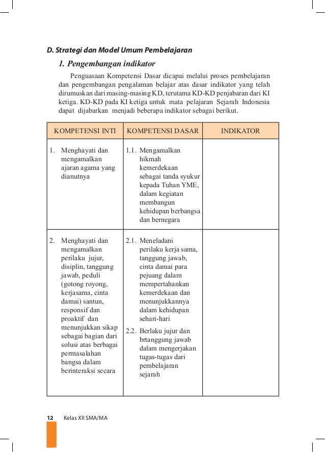 Sejarah Indonesia Kelas XII K13 Buku Guru