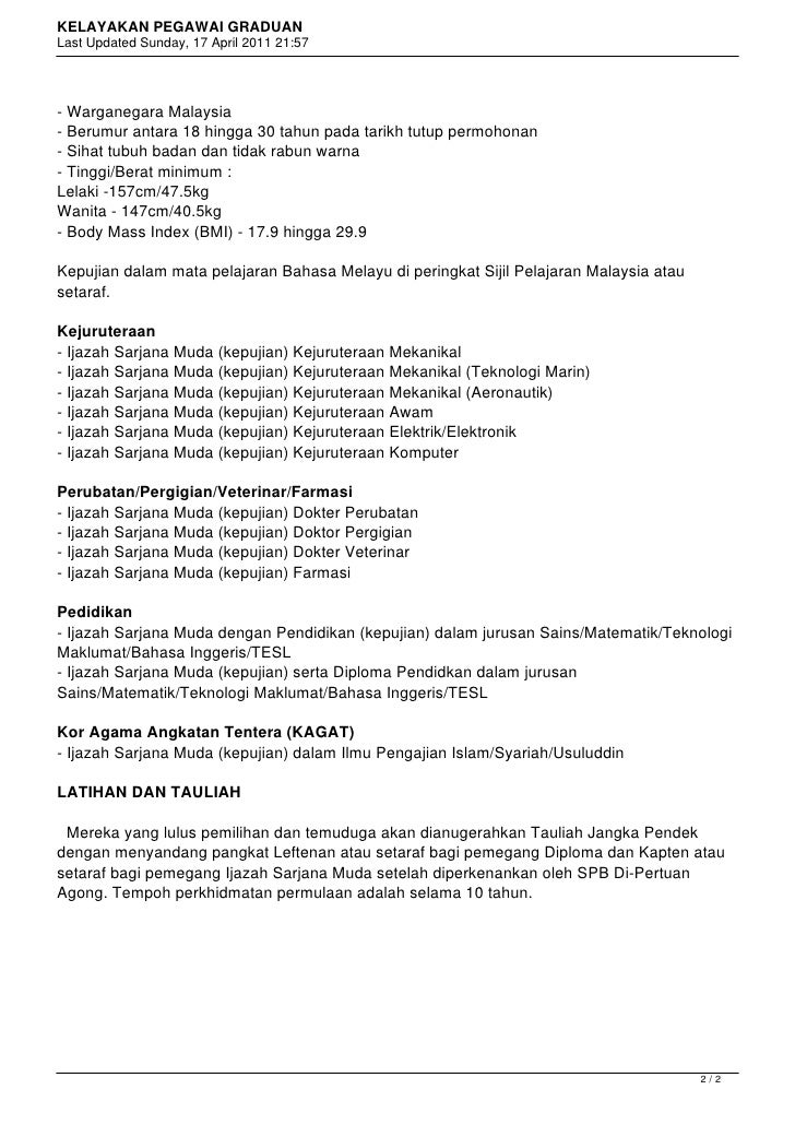 Kelayakan Pegawai Graduan