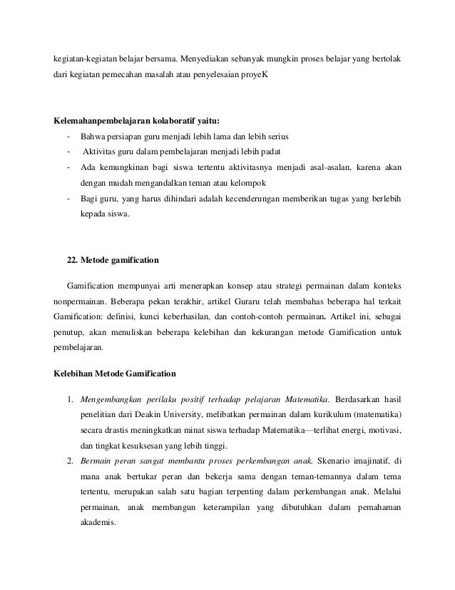 Kelebihan Dan Kekurangan Metode Pembelajaran