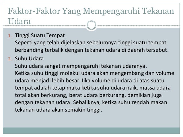 Kelembaban Udara Tekanan Udara