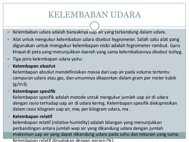 Kelembaban Udara Tekanan Udara