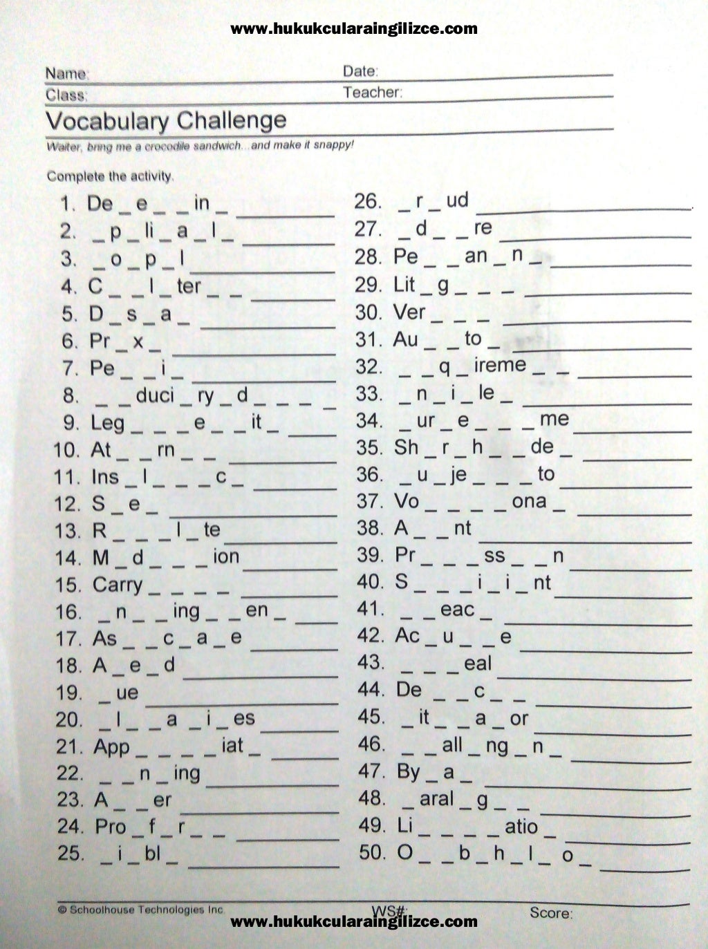 Vocabulary Practice For Law English