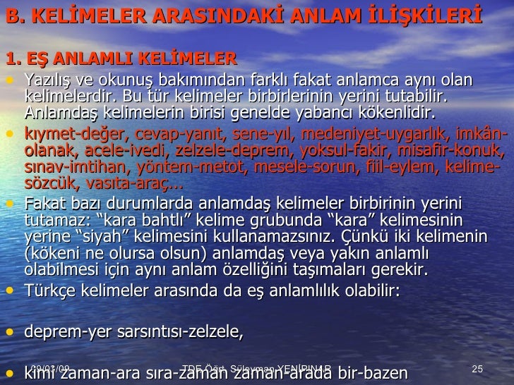Kelimede Anlam Ben