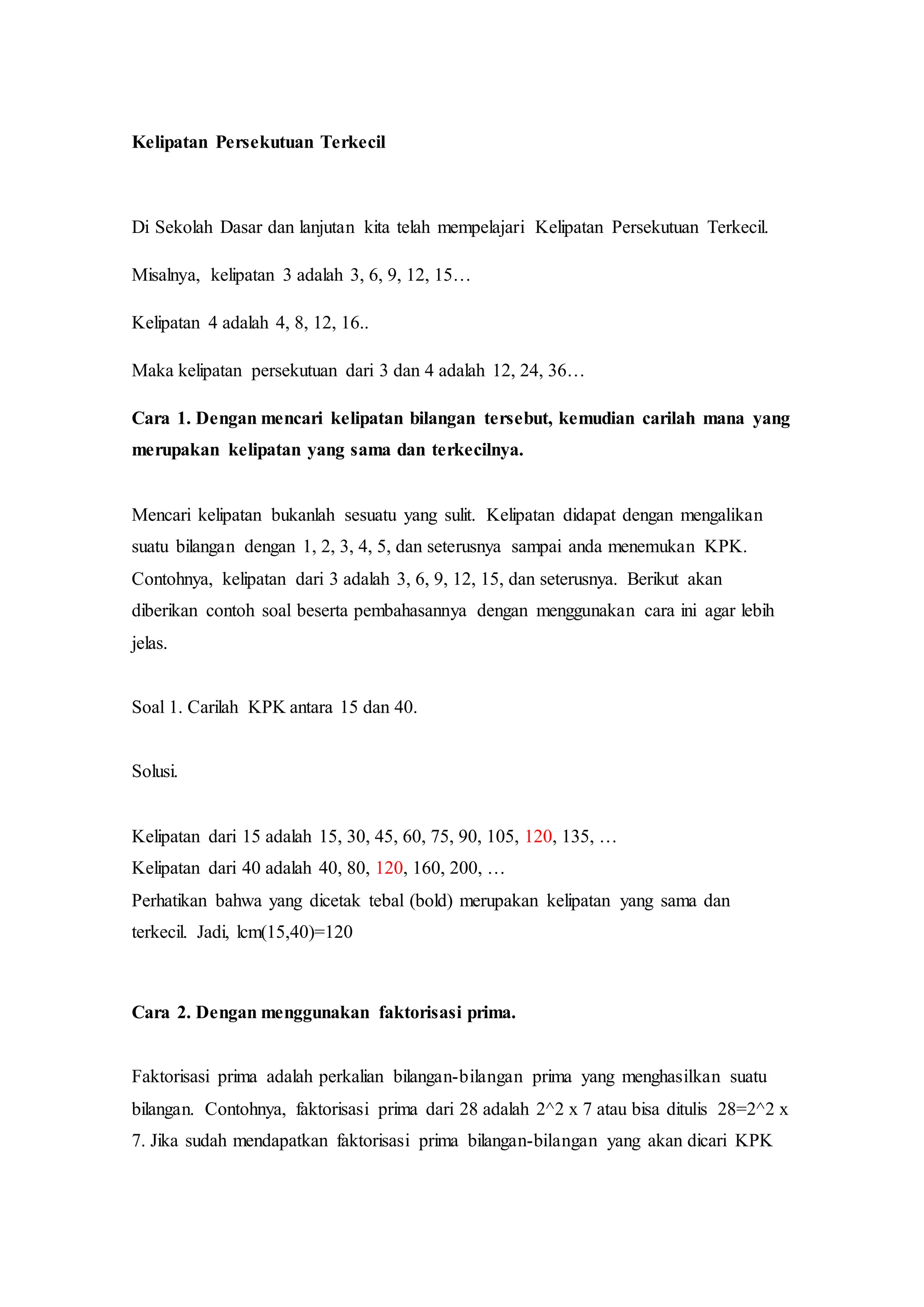 Kelipatan persekutuan terkecil KPK teobil | DOCX