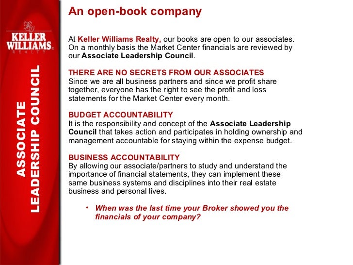 Keller Williams Realty slide show for prospective agents and recruits.