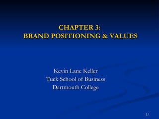 CHAPTER 3:  BRAND POSITIONING & VALUES ,[object Object],[object Object],[object Object]