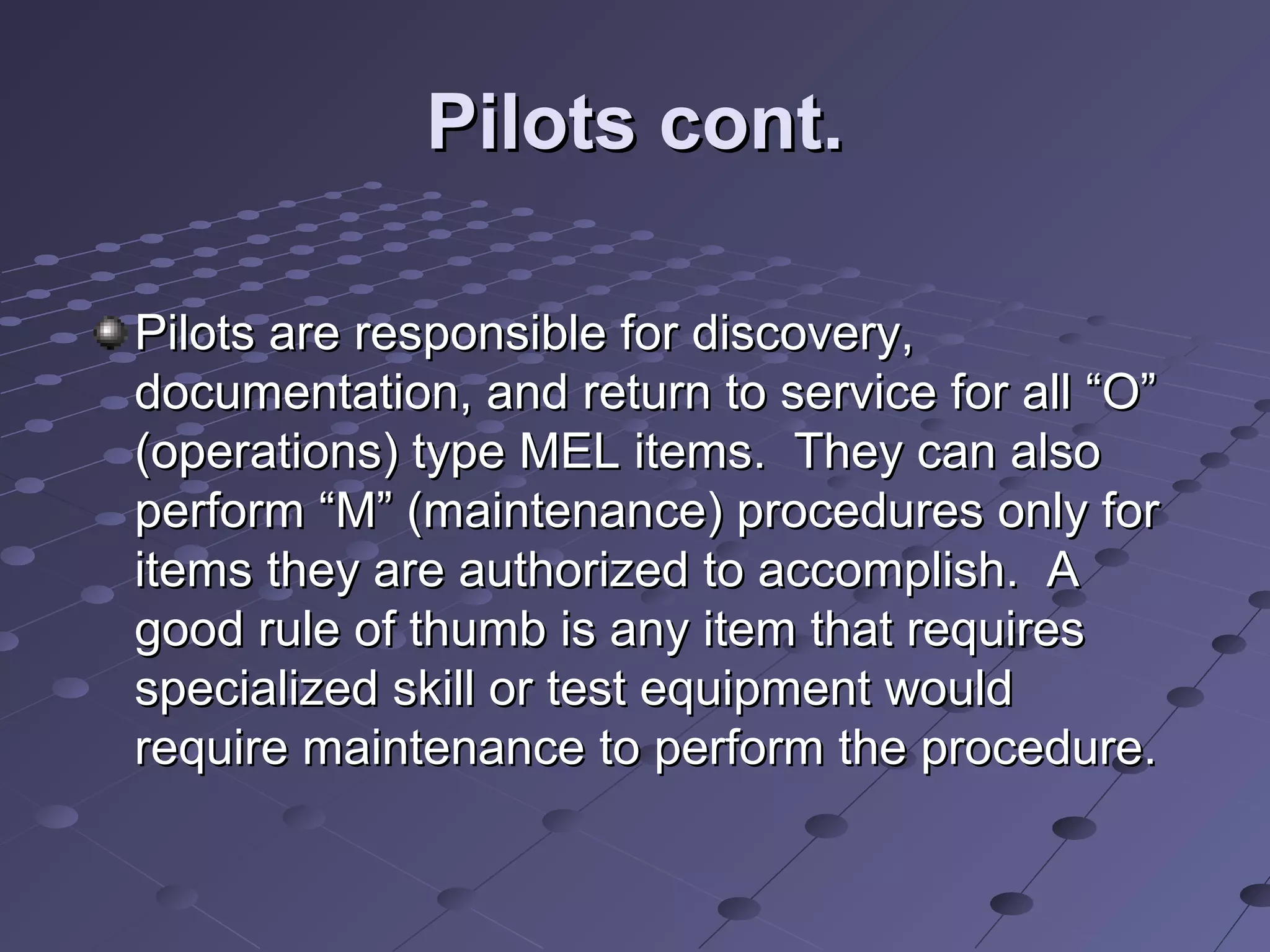 Kellogg Company Aviation MEL Training Power Point | PPT