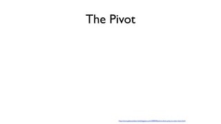 The Pivot
• What do successful startups have in common?
 • They started out as digital cash for PDAs, but evolved into onl...