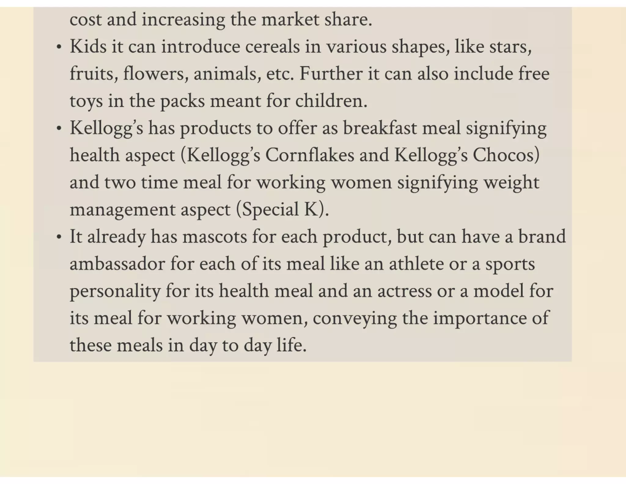 Kelloggs marketing Plan