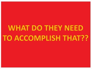 WHAT DO THEY NEED
TO ACCOMPLISH THAT??

 