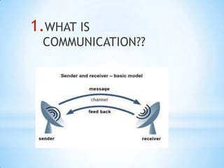 1.WHAT IS
COMMUNICATION??
 