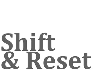 Shift 
& Reset
 