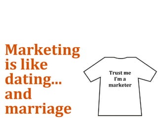 Marketing 
is like 
dating... 
             Trust me
               I’m a 
             marketer

and 
marriage
 