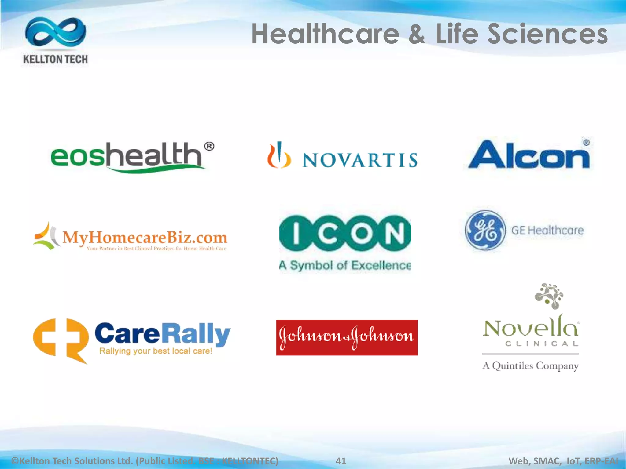 ©Kellton Tech Solutions Ltd. (Public Listed. BSE : KELLTONTEC) Web, SMAC, IoT, ERP-EAI41
Healthcare & Life Sciences
 