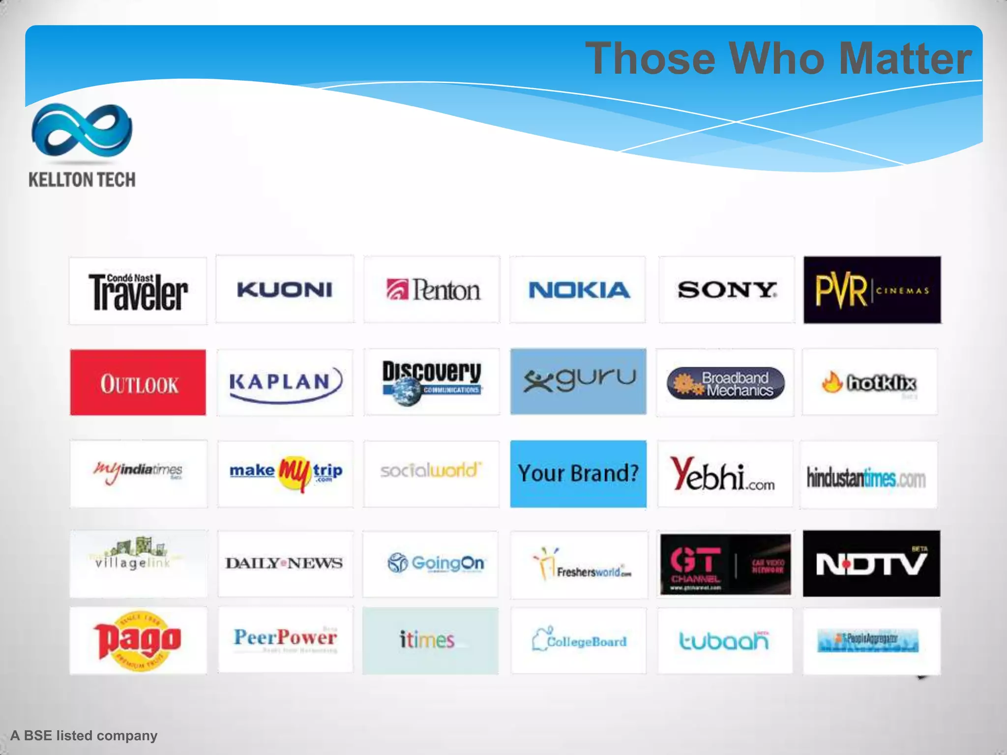 Those Who Matter
A BSE listed company
 