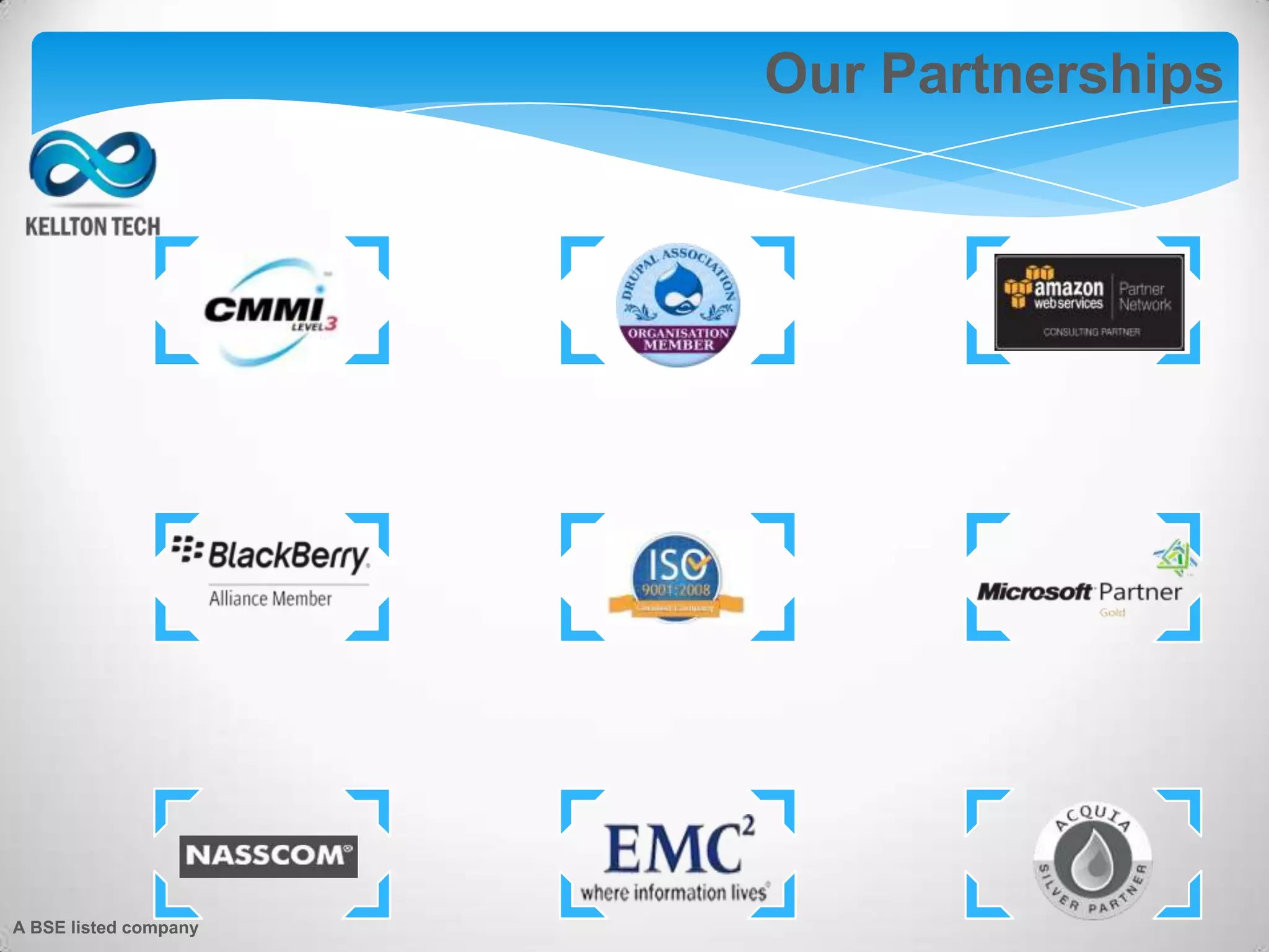 A BSE listed company
Our Partnerships
 