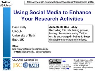Using Social Media to Enhance Your Research Activities Slide 2