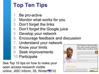 Using Social Media to Enhance Your Research Activities Slide 45