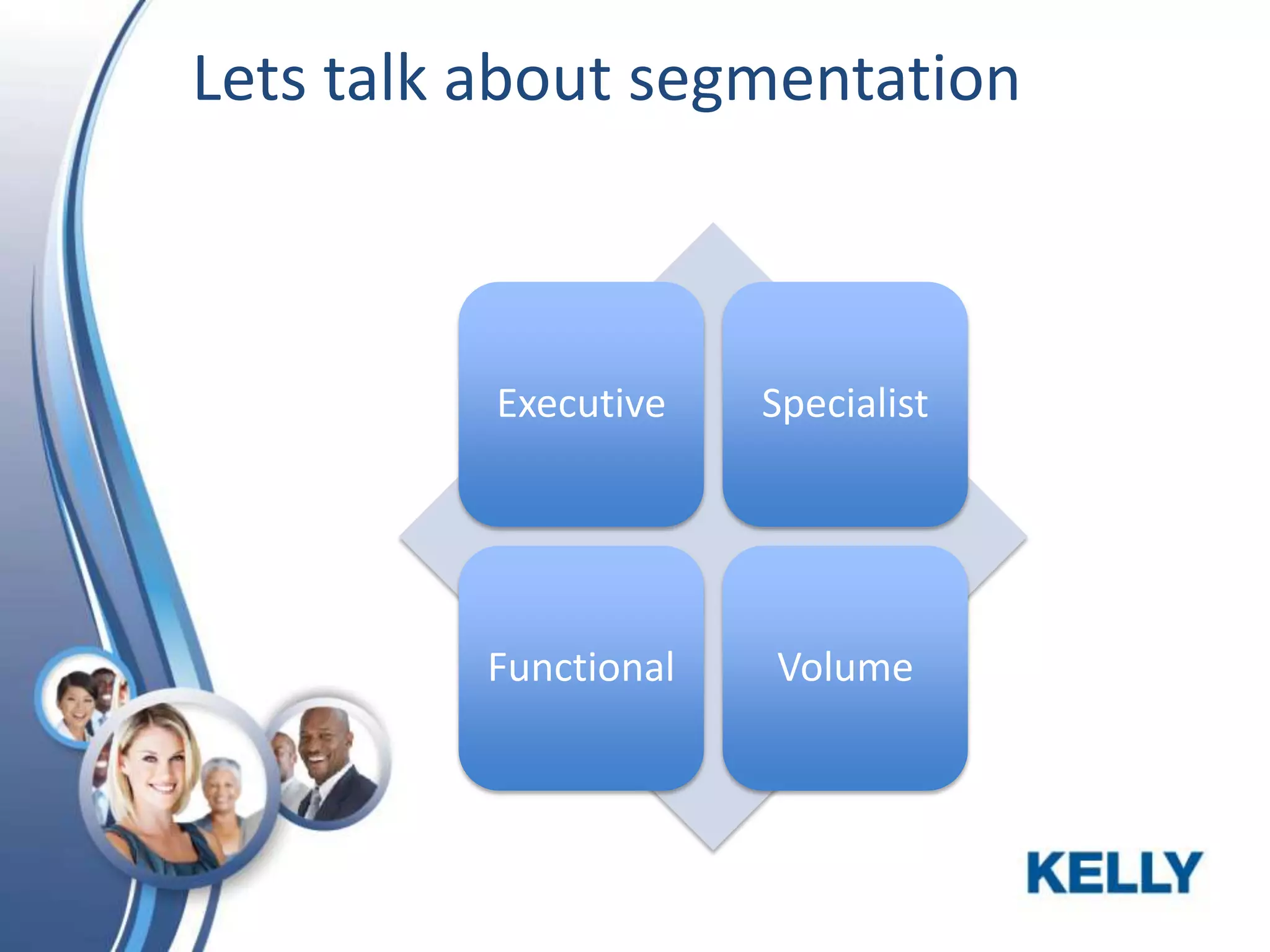 Lets talk about segmentation

Executive

Specialist

Functional

Volume

 