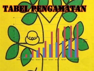 Tabel Pengamatan
 30




 25




 20




 15
                                                                                                                               gelas A
                                                                                                                               gelas B
 10




  5




  0
      hari ke-1   hari ke-2   hari ke-3   hari ke-4   hari ke-5   hari ke-6   hari ke-7   hari ke-8   hari ke-9   hari ke-10
 