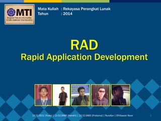 Rapid Apllication Development RAD Rekayasa Perangkat Lunak RPL | PDF