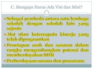C. Mengapa Harus Ada Visi dan Misi?
 