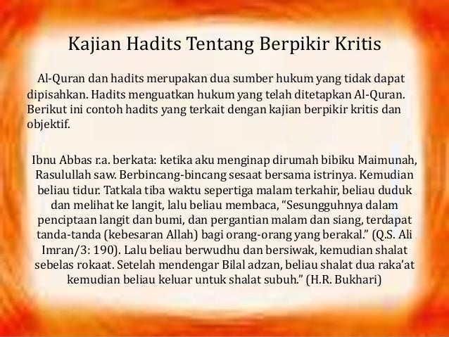 Berpikir Kritis, Objektif dan Seimbang secara Islam