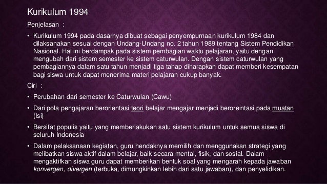 Jenis Jenis dan Ciri  Kurikulum