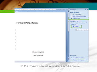 7. Pilih Type a new list kemudian klik teks Create.
 