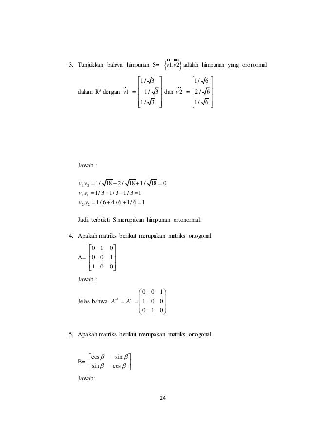 24 Contoh Soal Matriks Ortogonal Kumpulan Contoh Soal
