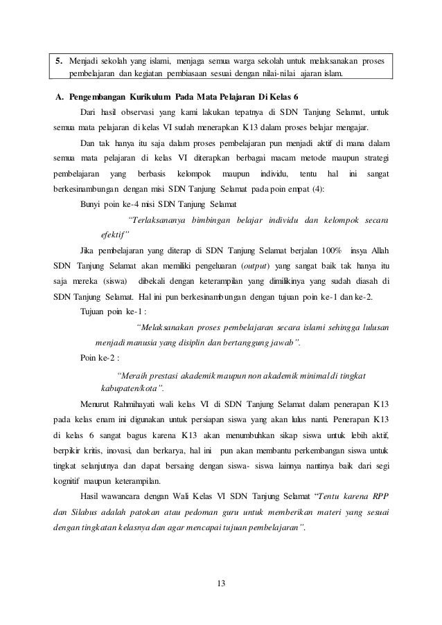 MAKALA TELAAH KURIKULUM PADA SD/MI KELAS 6 (DESA TANJUNG 