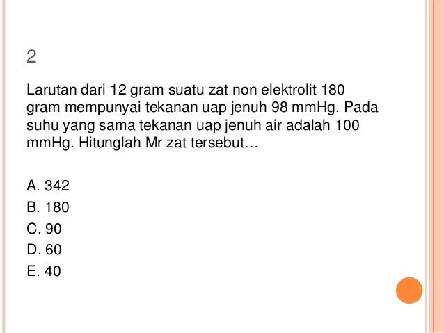 Soal Jawab Sifat Koligatif Larutan