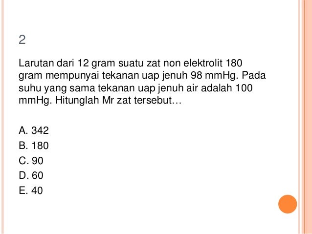 Contoh soal kimia sifat koligatif larutan