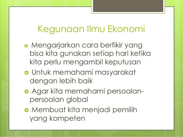 Konsep dasar ilmu ekonomi