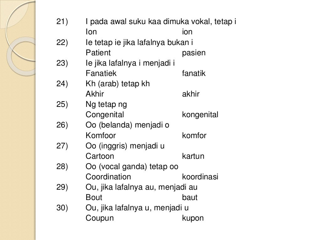 PENULISAN UNSUR SERAPAN MENURUT EJAAN BAHASA INDONESIA YANG DISEMPURN…