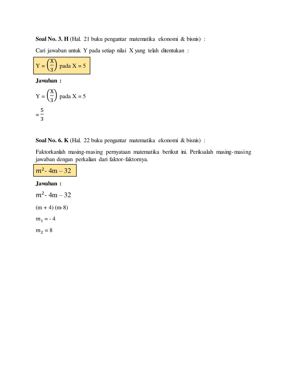 SOAL MATEMATIKA EKONOMI DAN BISNIS
