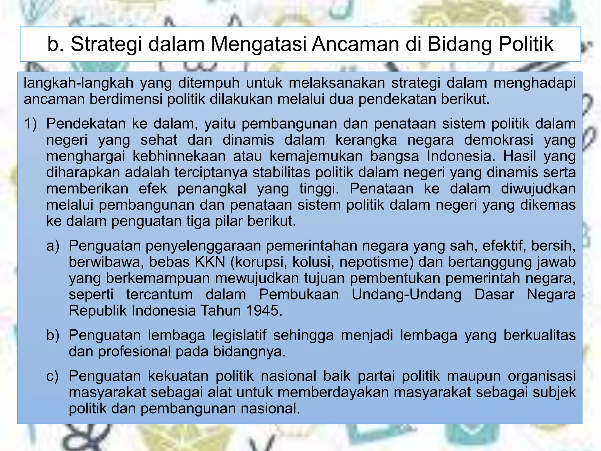 PPKN Strategi Indonesia dalam Menyelesaikan Ancaman Terhadap Negara