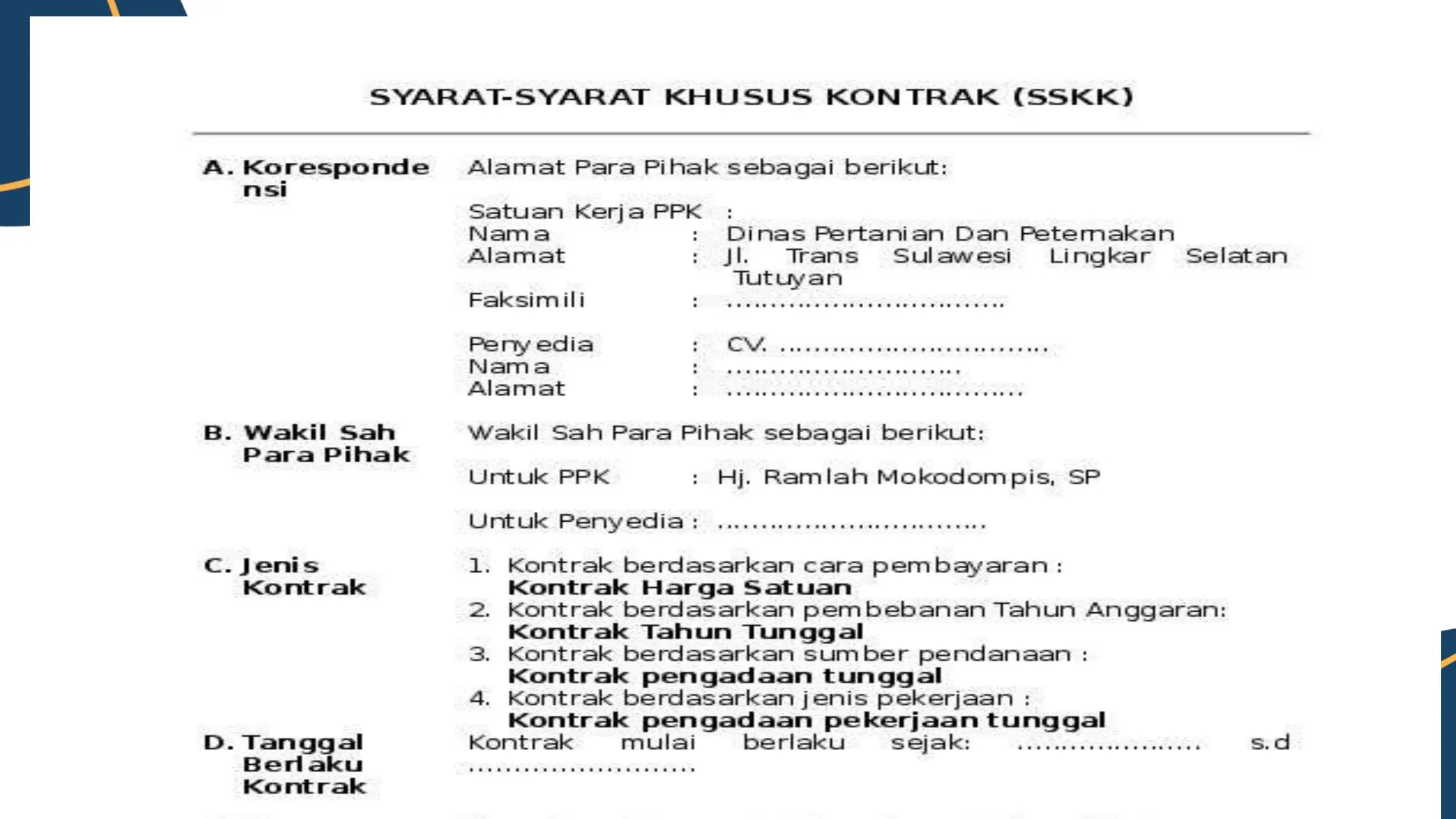 Syarat Rrp syarat khusus kontrak (SSKK), Spesifikasi Teknis (Umum dan Khusus).pptx