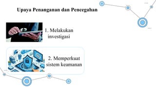2. Memperkuat
sistem keamanan
1. Melakukan
investigasi
Upaya Penanganan dan Pencegahan
 