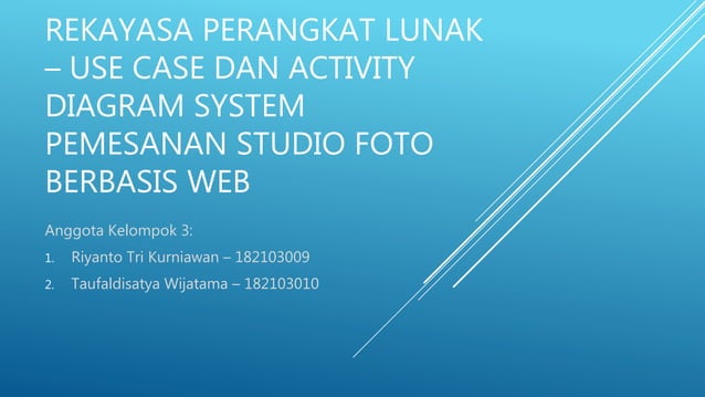 Use case dan activity diagram sistem pemesanan studio foto berbasis web