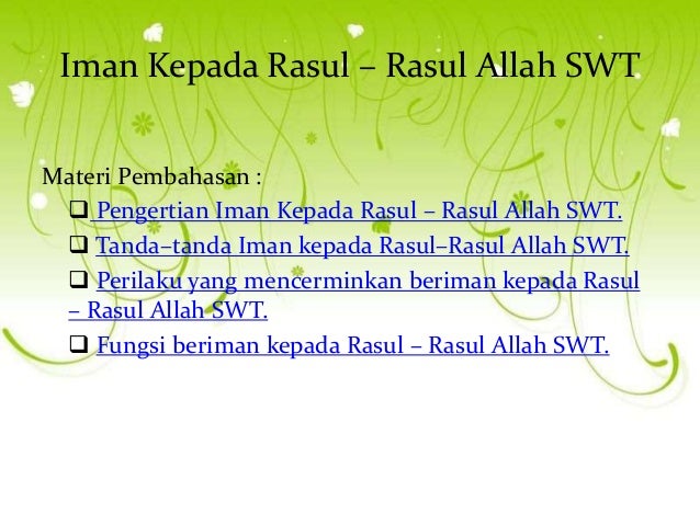 Contoh Perilaku Yang Mencerminkan Iman Kepada Rasul ...