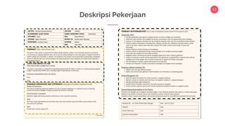 11
Lorem ipsum dolor sit amet, ut cum augue numquam
concludaturque, postea viderer adolescens ex his
Lorem Ipsum has been the industry's standard
dummy text ever since the 1500s, when an unknown
printer took a galley of type and scrambled it to make
a type specimen book. It has survived not only five
centuries, but also the leap into electronic
typesetting.
Yang Harus Ada dalam Job
Description
Deskripsi Pekerjaan
 