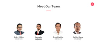 2
Endro Widito
6032231143
Sasongko
Aribowo
6032231135
Freddi Haloho
6032231138
Cyrillus Ekana
6032231237
Meet Our Team
 