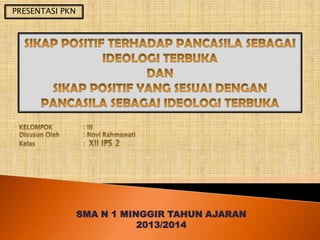 PRESENTASI PKN

SMA N 1 MINGGIR TAHUN AJARAN
2013/2014

 