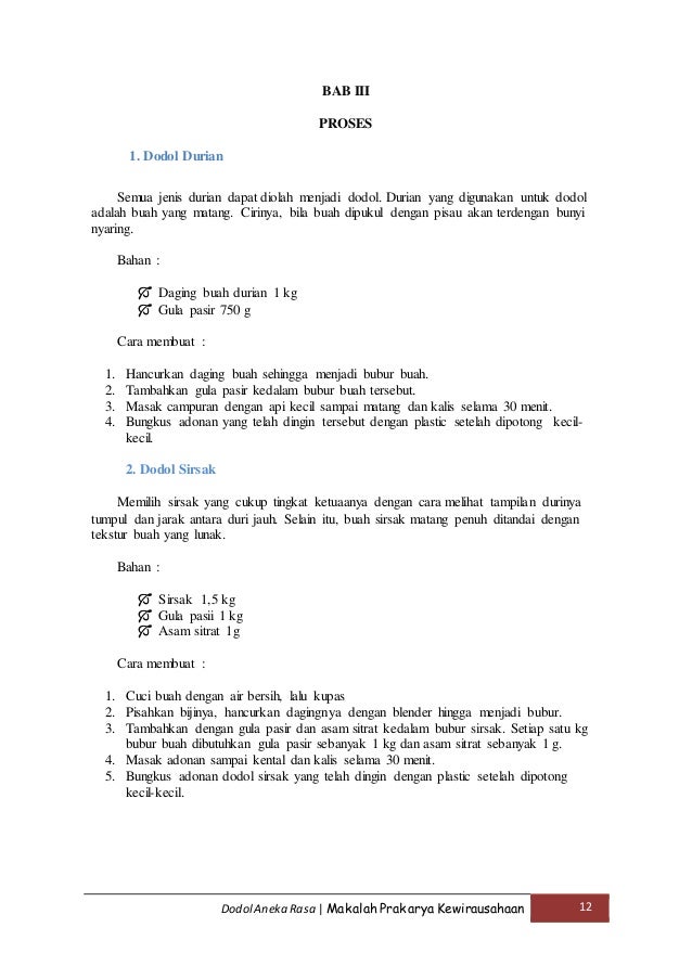 Makalah Prakarya Kewirausahaan Dodol Aneka Rasa